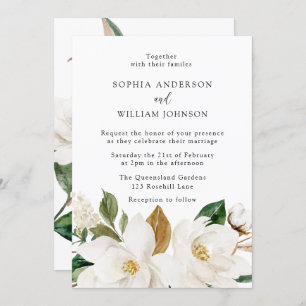 Beautiful White Floral Elegant Wedding Invitation