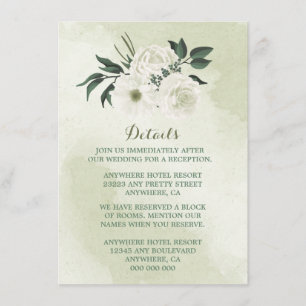beautiful white floral greenery wedding details enclosure card