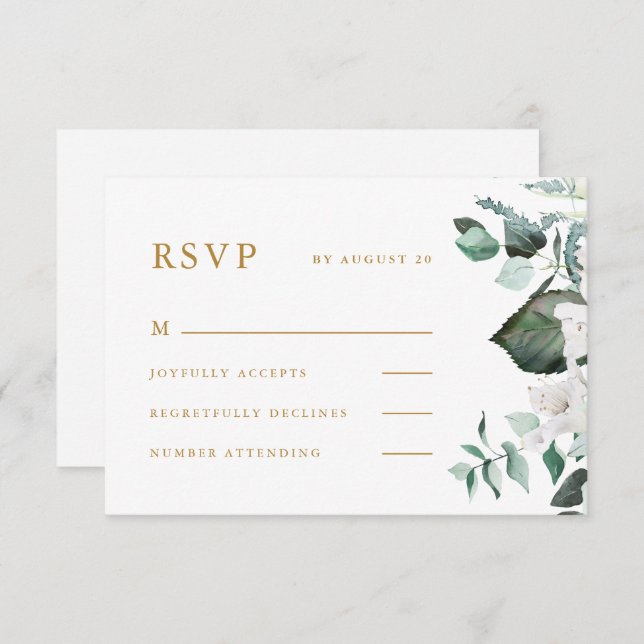 Beautiful White Floral Wedding RSVP Card (Front/Back)