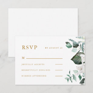 Beautiful White Floral Wedding RSVP Card
