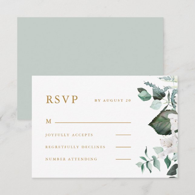Beautiful White Floral Wedding RSVP Card (Front/Back)