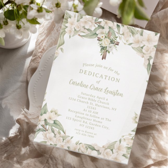 Beautiful White Flower Christian Dedication  Invitation (Creator Uploaded)
