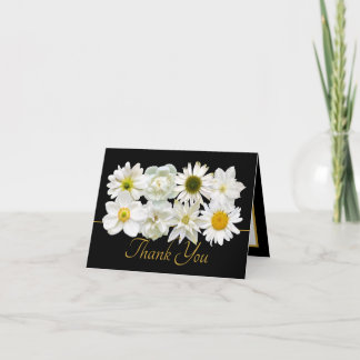 Beautiful White Flowers Floral Bouquet Thank You Card