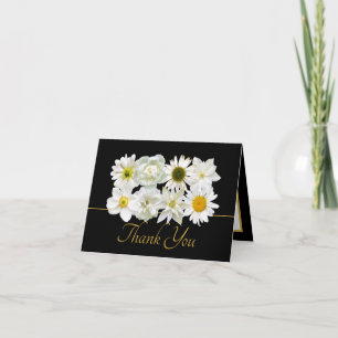 Beautiful White Flowers Floral Bouquet Thank You Card