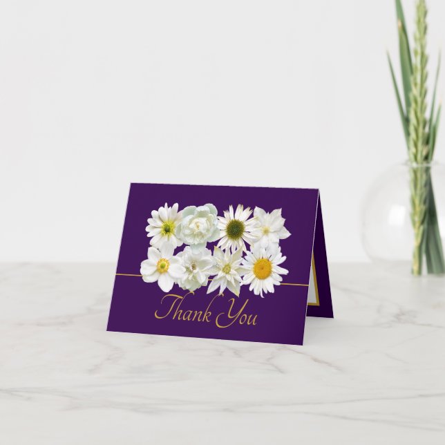 Beautiful White Flowers Floral Bouquet Thank You Card (Front)