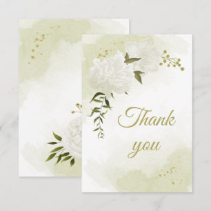 Beautiful white flowers greenery botanical thank you card