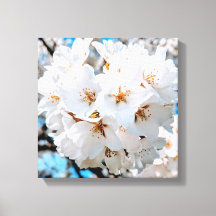 Beautiful White Flowers Under a Bright Sun Canvas