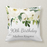 Beautiful White Flowers Womans 90th Birthday Gift Cushion<br><div class="desc">Beautiful White Flowers Womans 90th Birthday Gift Party Gift Pillow Cushion

See matching collection in Niche and Nest Store</div>