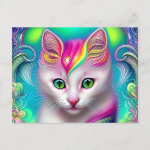 Beautiful White Fluffy Baby Cat Postcard