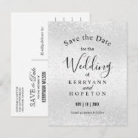 Beautiful White Glitter- Save The Date