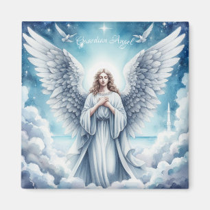 Beautiful White Guardian Angel Magnet