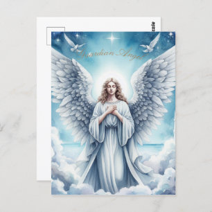 Beautiful White Guardian Angel Postcard