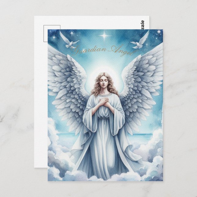 Beautiful White Guardian Angel Postcard (Front/Back)