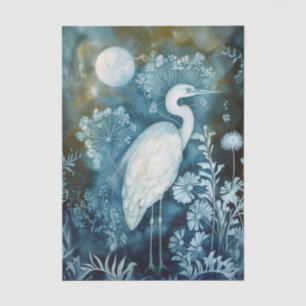 Beautiful White Heron Cyanotype Printing Tissue Paper
