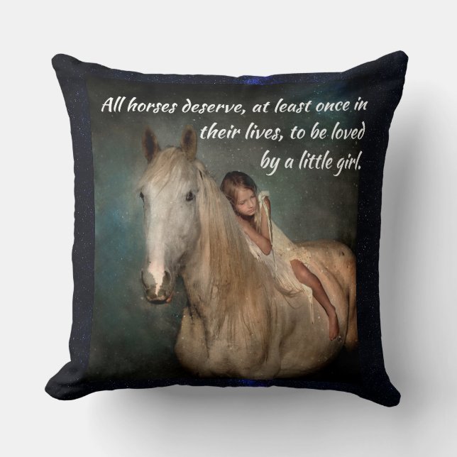 Beautiful White Horse and Little Girl Cushion (Front)