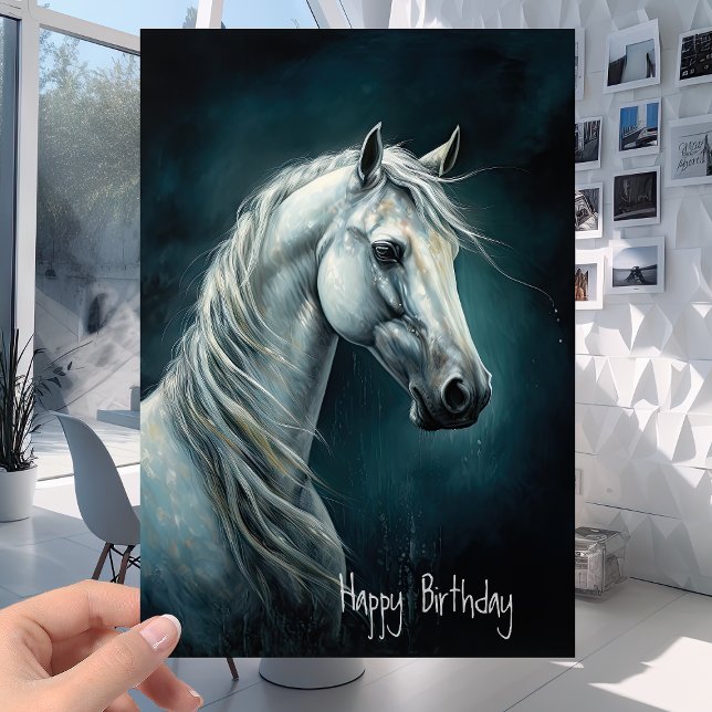 Beautiful White Horse - Any Age Happy Birthday Card (Creator Uploaded)