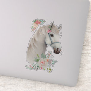 Beautiful White Horse Head Boho Floral