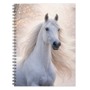 Beautiful White Horse in the Snow Christmas Notebook
