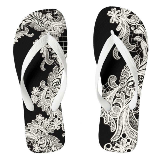  Beautiful White Lace Elegant   Thongs (Footbed)