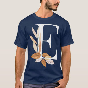 Beautiful White Letter E Fall Autumn Initial Leave T-Shirt