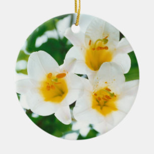 Beautiful White lilies - Lilium candidum   Ceramic Ornament