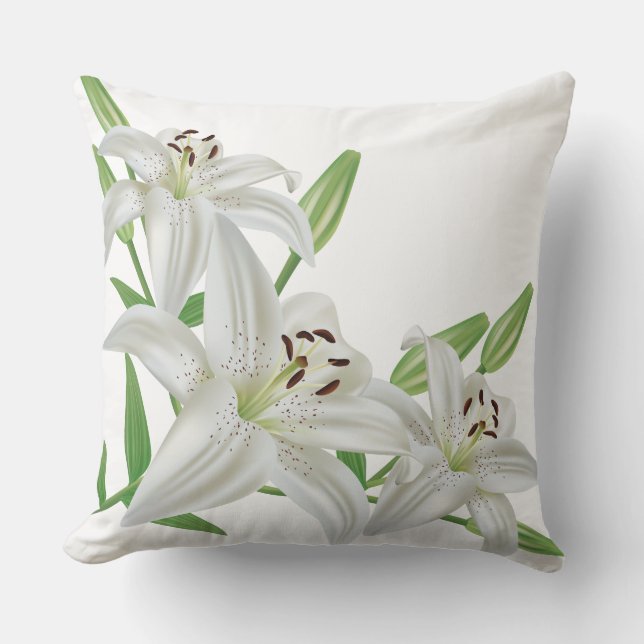 Beautiful White Lily Cushion (Front)