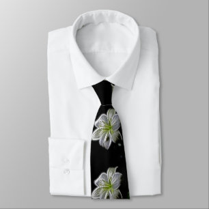 Beautiful white, lily flowers. Black background. Tie
