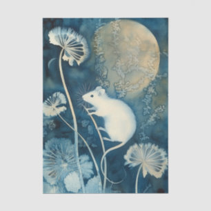 Beautiful White Mouse Cyanotype Printing Tissue Paper