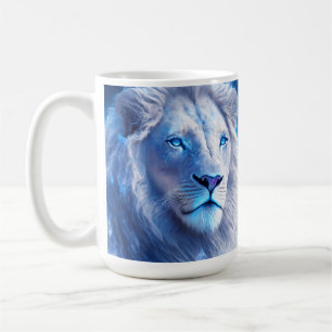 Beautiful White Mystical Lion with Blue Eyes   Coffee Mug