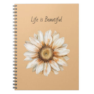 Beautiful White Orange Sunflower Notebook