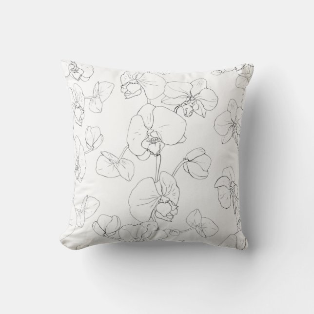 beautiful white orchids cushion (Front)