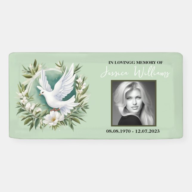 Beautiful White Peace Dove Banner (Horizontal)