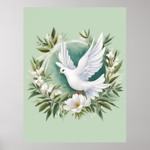 Beautiful White Peace Dove Poster
