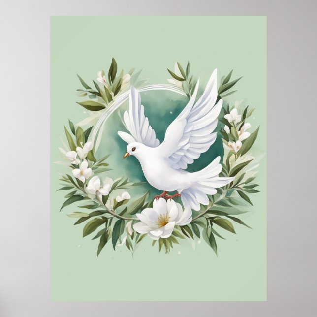 Beautiful White Peace Dove Poster (Front)