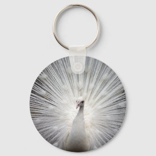 Beautiful white peacock key ring