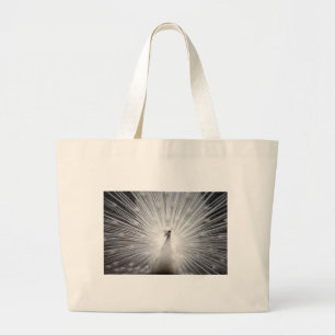 Beautiful white peacock large tote bag