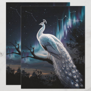 Beautiful White Peacock Scenic Scrapbook Paper