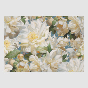 Beautiful white peony and magnolia pattern tissue paper