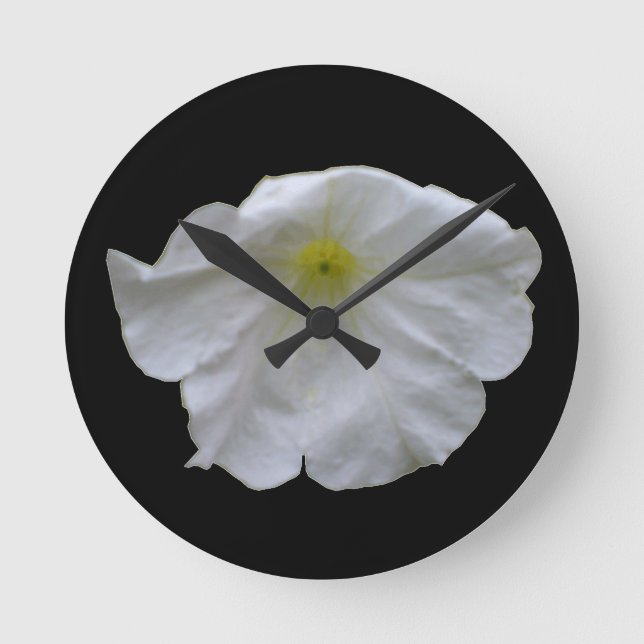 Beautiful White Petunia Wall Clock (Front)