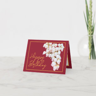Beautiful White Pieris Flowers Chic Happy Birthday Card