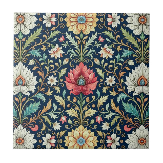 Beautiful White & Pink Flowers Floral Pattern Ceramic Tile (Front)