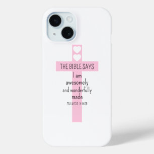 Beautiful White Positive Affirmation Bible Verse iPhone 15 Case