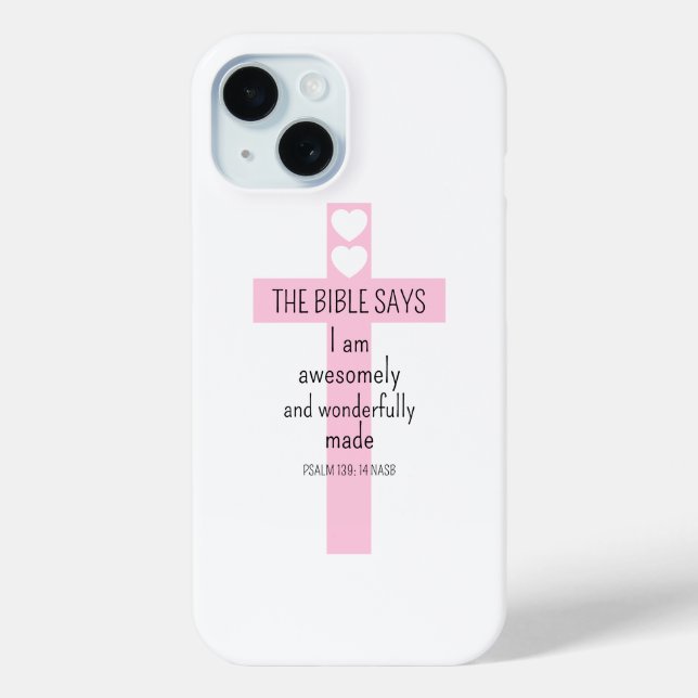 Beautiful White Positive Affirmation Bible Verse Case-Mate iPhone Case (Back)