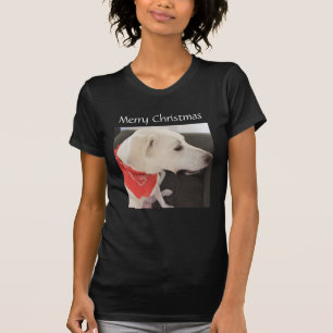 Beautiful White Puppy Dog Wearing Scarf Christmas T-Shirt