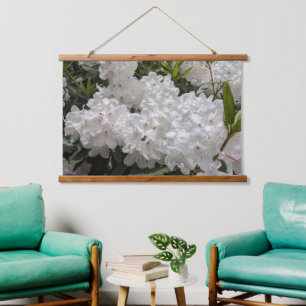 Beautiful White Rhododendron Blooms Floral Hanging Tapestry
