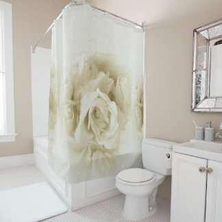 Beautiful white rose art shower curtain