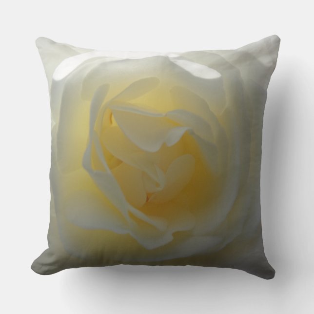 Beautiful White Rose Close up Throw Pillow (Front)