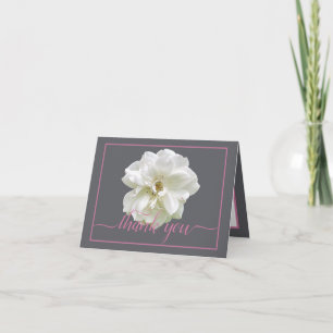 Beautiful White Rose Colour Backdrop Chic Thank Yo Card