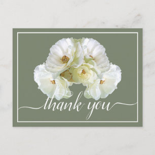 Beautiful White Rose Colour Backdrop Chic Thank Yo Postcard