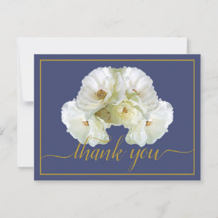 Beautiful White Rose Colour Backdrop Chic Thank Yo Postcard
